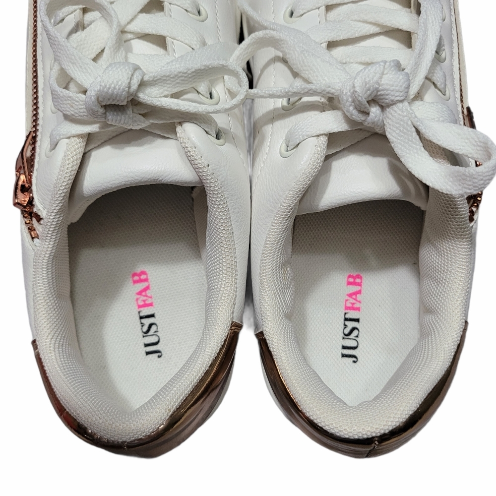 Women's Just Fab Sneakers Size 8.5 White/Rose Gold - Picture 5 of 9